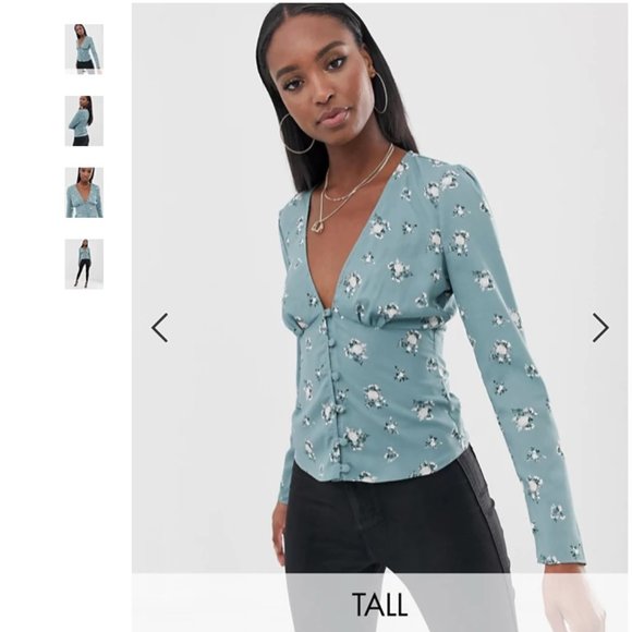 ASOS | Tall button front blouse in ditsy floral - Picture 1 of 4